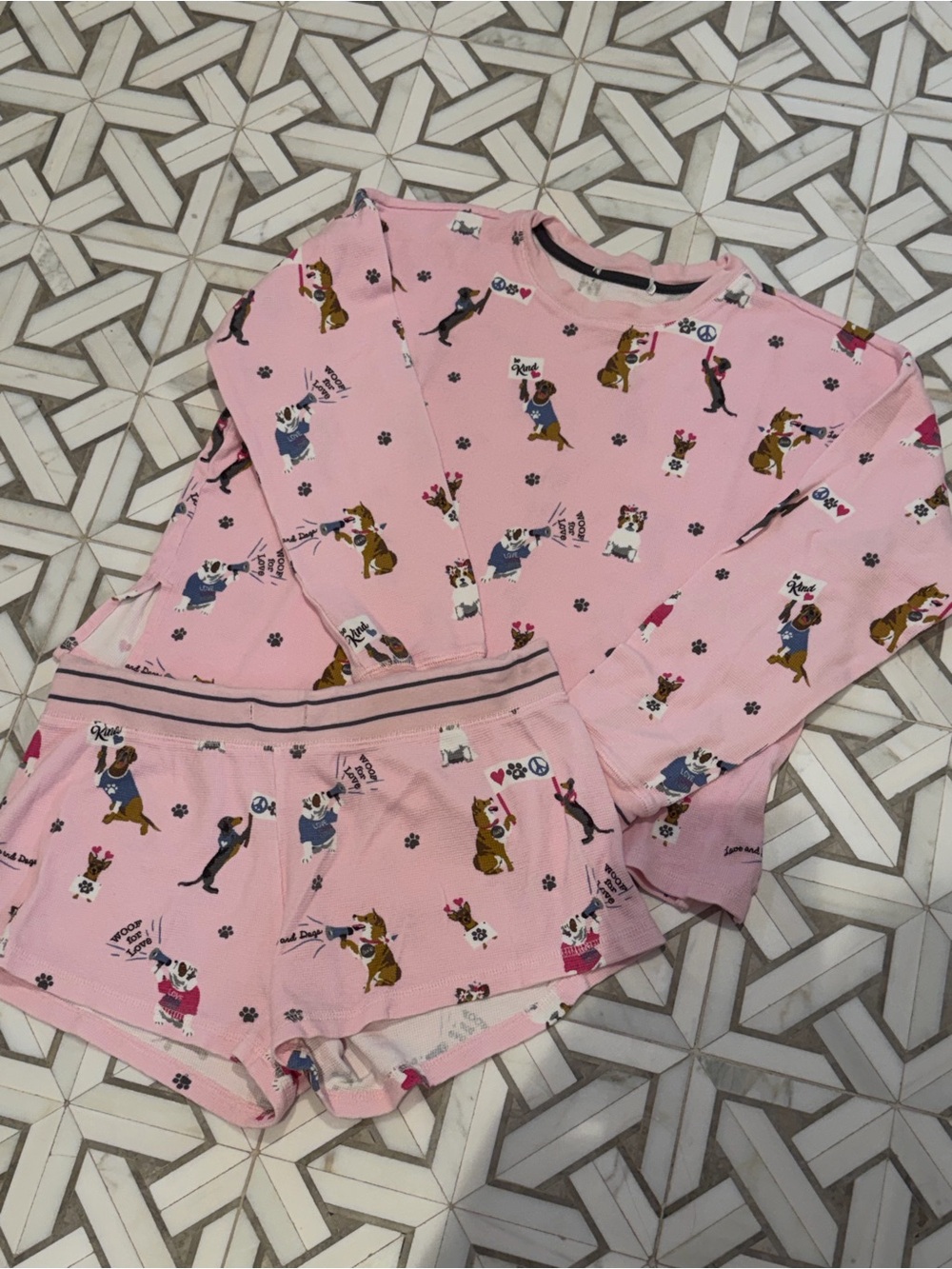 PJ Salvage Pink Dog-Print Girls Pajama Set